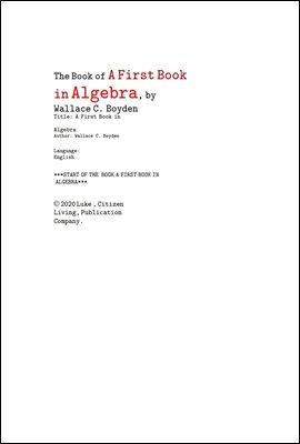    ó н å. The Book of A First Book in Algebra, by Wallace C. Boyden